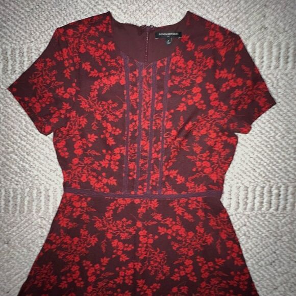 Banana Republic Factory Red Floral Dress - Sz 4 - Picture 9 of 13